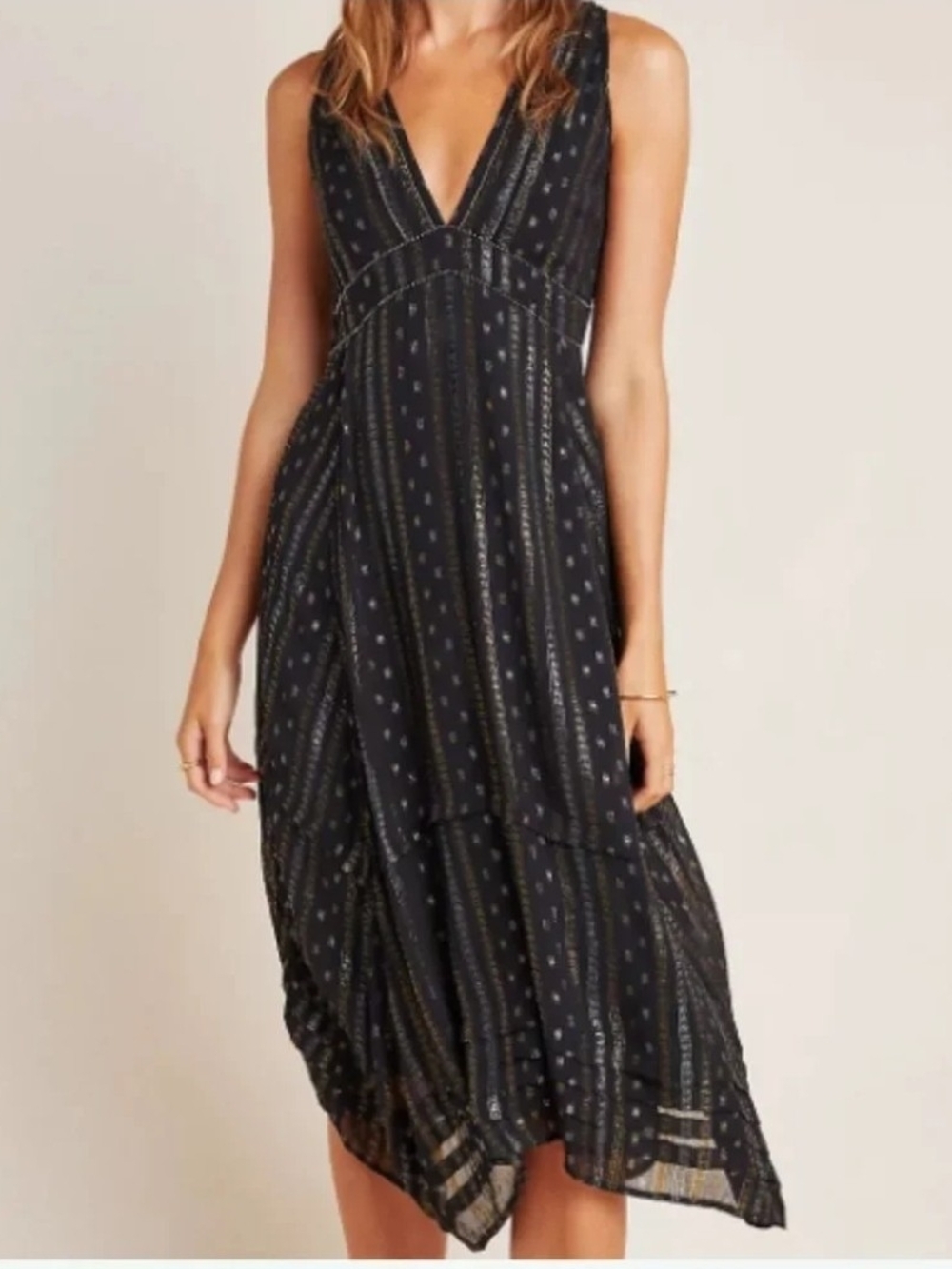 NWT! Anthropologie Endora Patterned V-Neck Midi Dress